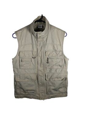 Columbia Men's Safari Vest Medium Beige Multiple Pockets Lightweight Outdoor